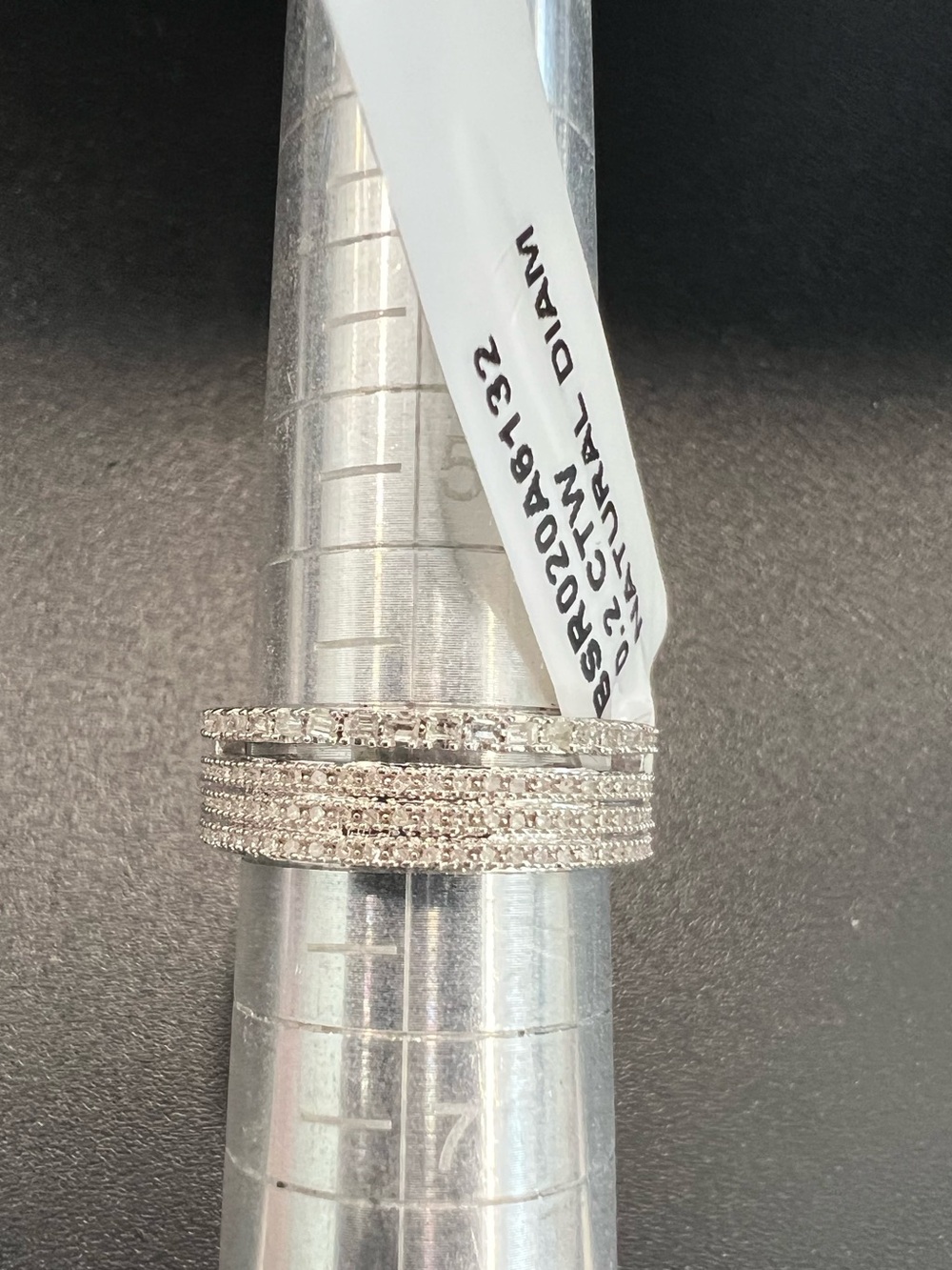 Sterling Silver 925 Pavé Natural Diamonds Band Ring, .20ctw.